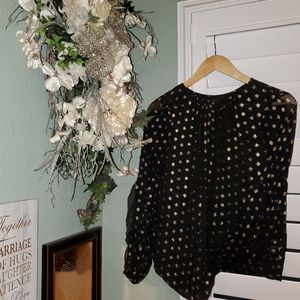 Worthington sheer Blouse with gold design